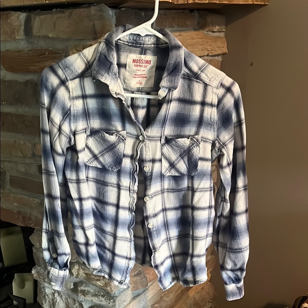 Mossimo Supply Co. Navy and White Checkered Shirt